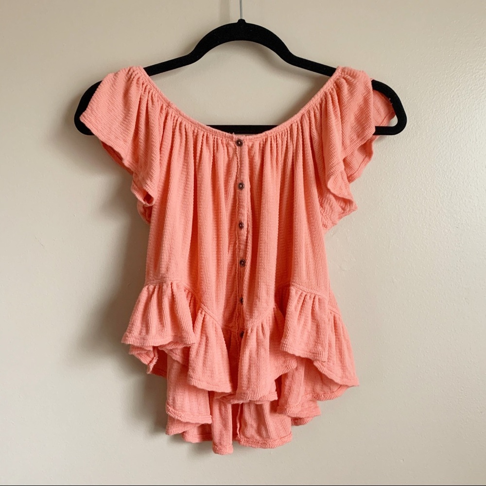 Free people• off the shoulder ruffle top flutter - Picture 1 of 8
